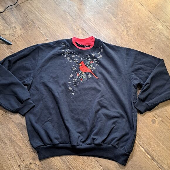 Morning Sun Sweaters - Trilllogy Morning Sun Womens XL Cardinal Black Long Sleeve Sweater VTG Granny